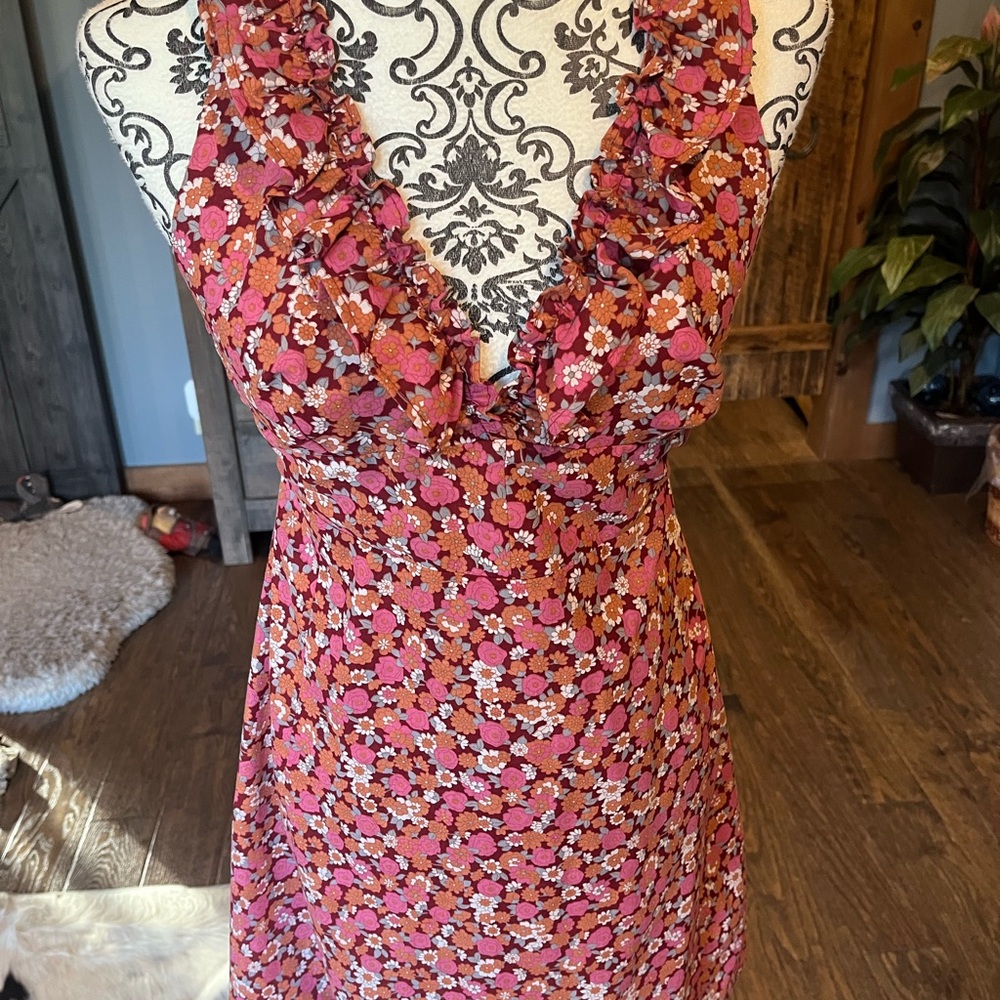 Vintage Pink Sleeveless Halter Mini Sundress